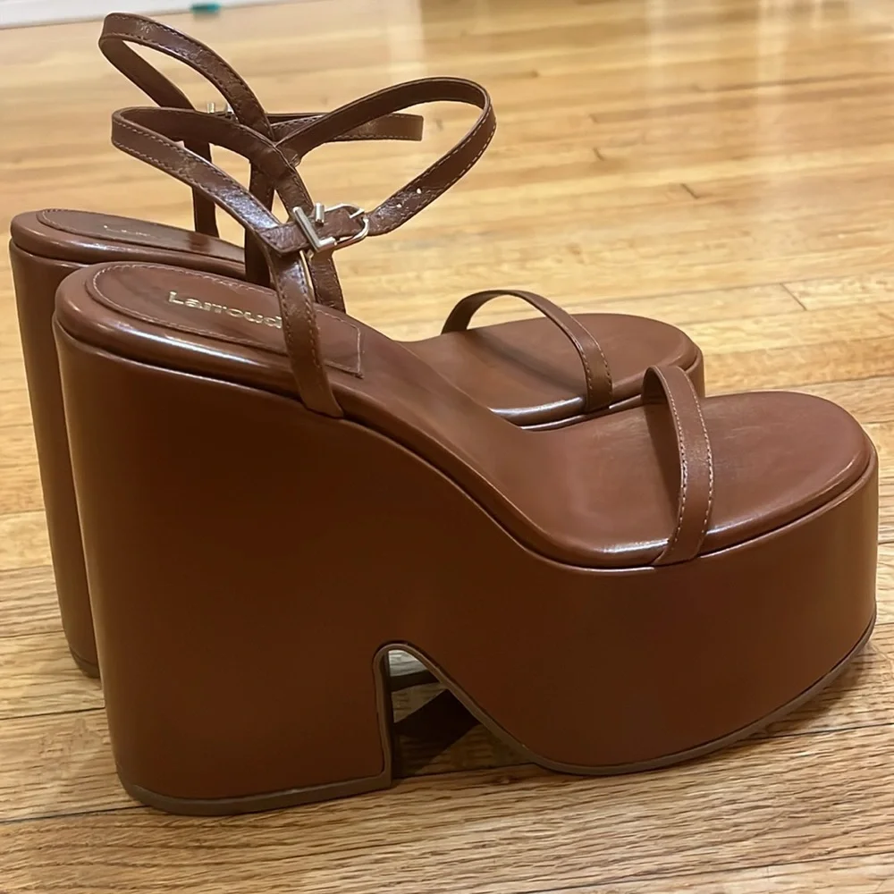 NEW! Larroude Wanda Platform Wedge Sandal 9 Revolve
